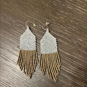 Elegant Gold and Silver Beaded Earrings